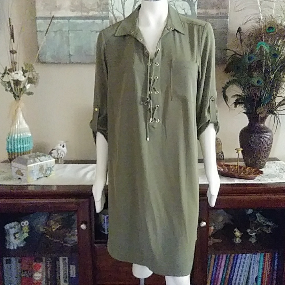 NWT, XL Jones NY Olive Lace-up Dress